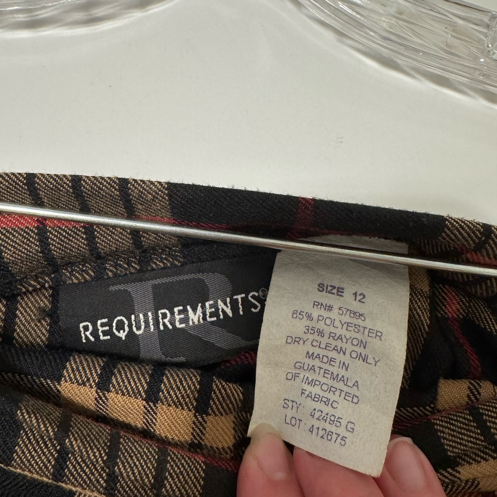 Requirements Black and Tan Plaid Skirt Size 12 - Picture 3 of 3